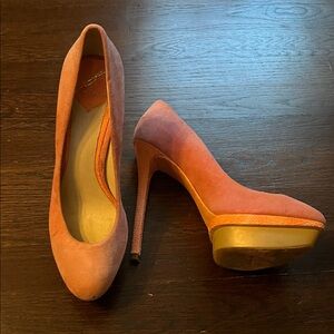 Brian Atwood Coral Suede Platform Heels
